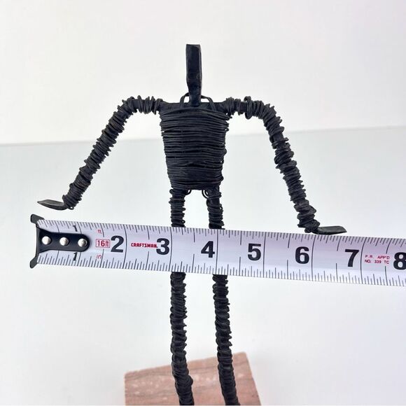 Vintage Brutalist Metal Wire Figure Sculpture On Stone Base MCM Art - Picture 9 of 10